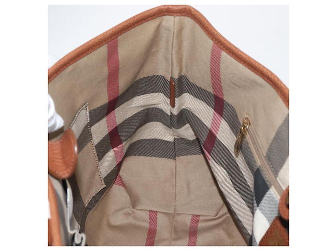 Bolso Tote BURBERRY de lona beige y oro Auth 182423 Dorado - vista 20