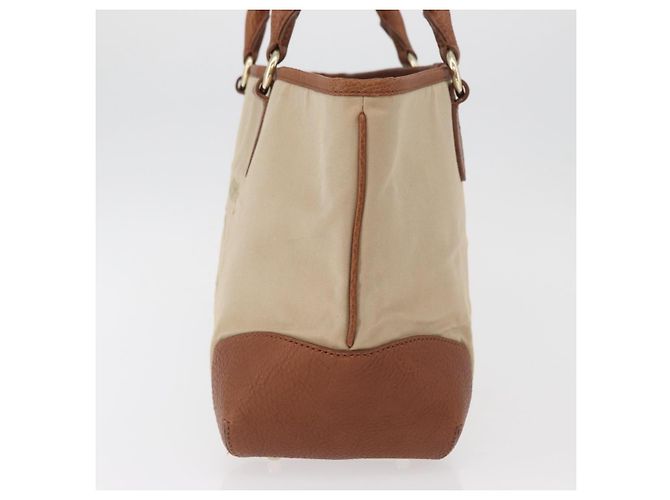 Bolso Tote BURBERRY de lona beige y oro Auth 182423 Dorado - vista 3