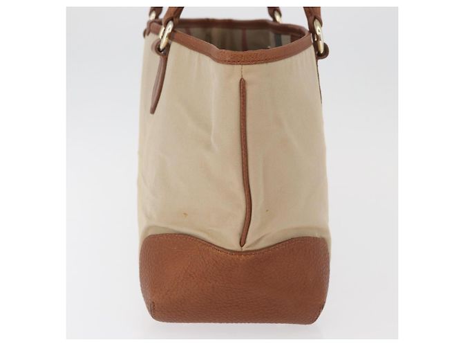 Bolso Tote BURBERRY de lona beige y oro Auth 182423 Dorado - vista 4