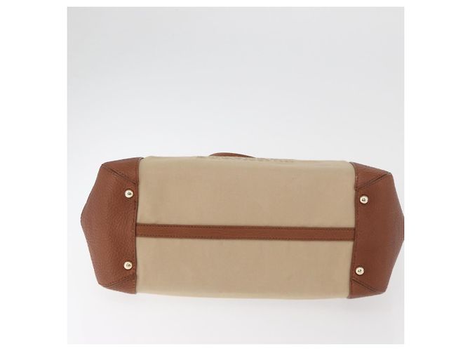 Bolso Tote BURBERRY de lona beige y oro Auth 182423 Dorado - vista 6