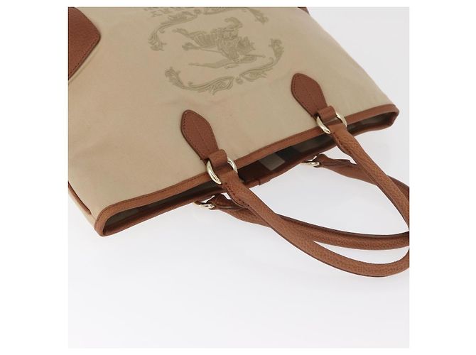 Bolso Tote BURBERRY de lona beige y oro Auth 182423 Dorado - vista 7