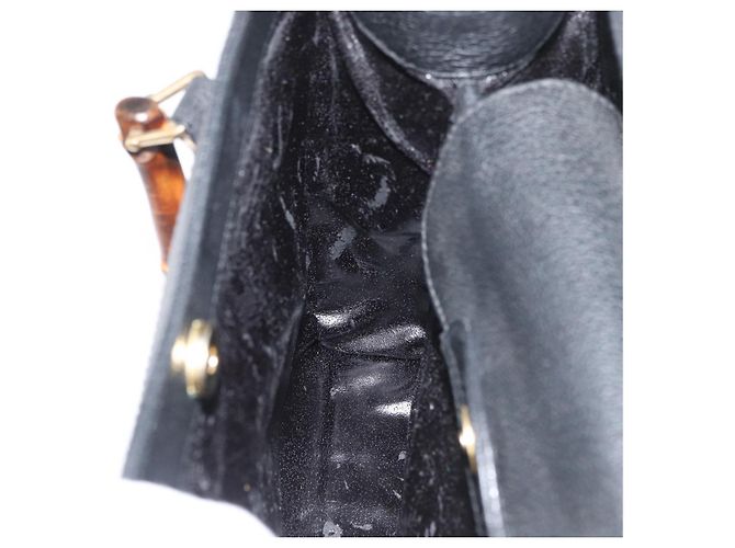 Borsa Tote GUCCI Bamboo in scamosciato nero e oro 002 1186 0260 Auth 180122 D'oro - vista 19
