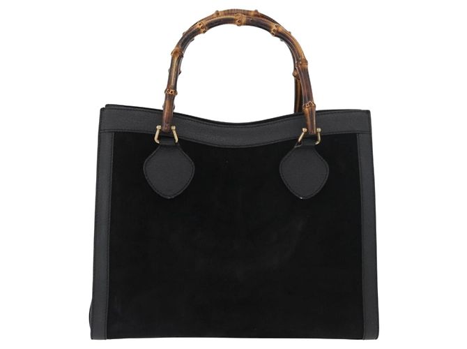 Borsa Tote GUCCI Bamboo in scamosciato nero e oro 002 1186 0260 Auth 180122 D'oro - vista 2