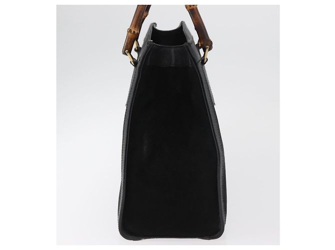 Borsa Tote GUCCI Bamboo in scamosciato nero e oro 002 1186 0260 Auth 180122 D'oro - vista 4