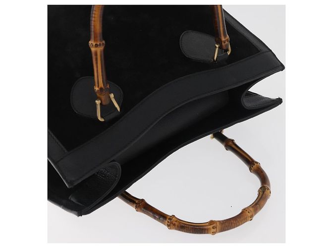 Borsa Tote GUCCI Bamboo in scamosciato nero e oro 002 1186 0260 Auth 180122 D'oro - vista 6