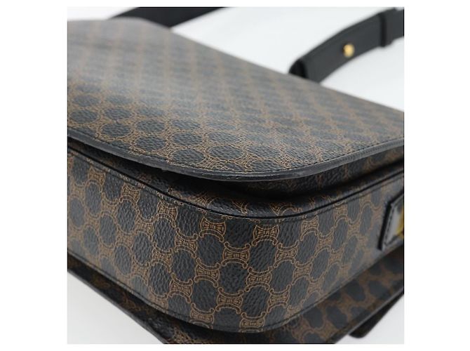 Céline CELINE Borsa Macadam Canvas Horse Carriage in PVC e pelle nera e oro Auth 182778V Nero D'oro - vista 15