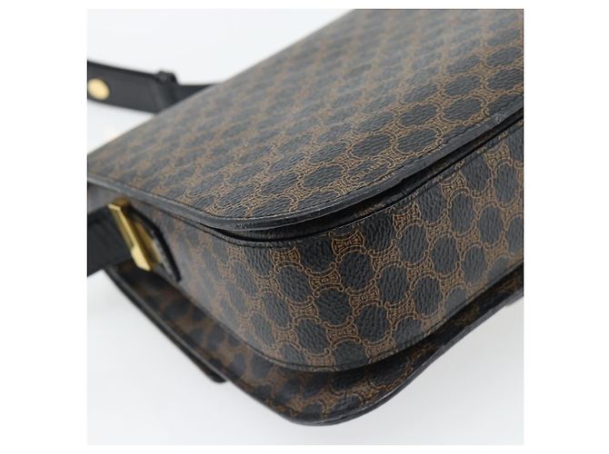 Céline CELINE Borsa Macadam Canvas Horse Carriage in PVC e pelle nera e oro Auth 182778V Nero D'oro - vista 16