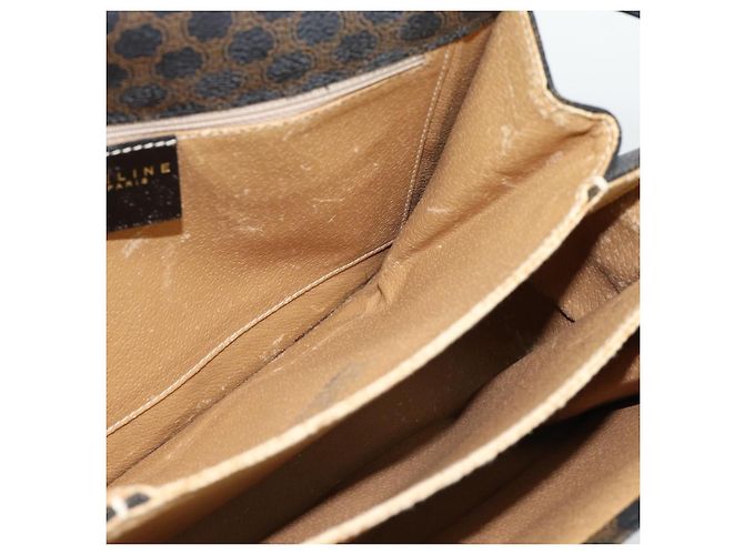 Céline CELINE Borsa Macadam Canvas Horse Carriage in PVC e pelle nera e oro Auth 182778V Nero D'oro - vista 19