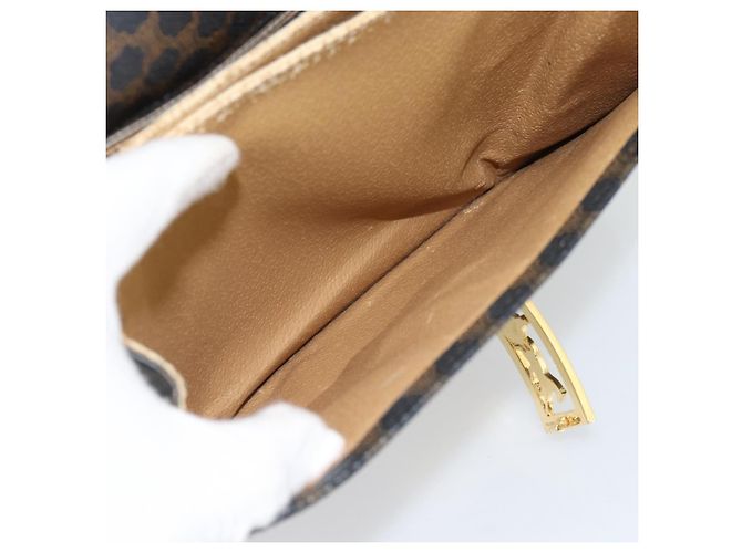 Céline CELINE Borsa Macadam Canvas Horse Carriage in PVC e pelle nera e oro Auth 182778V Nero D'oro - vista 24