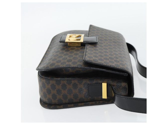 Céline CELINE Borsa Macadam Canvas Horse Carriage in PVC e pelle nera e oro Auth 182778V Nero D'oro - vista 4