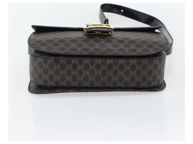 Céline CELINE Borsa Macadam Canvas Horse Carriage in PVC e pelle nera e oro Auth 182778V Nero D'oro - vista 5