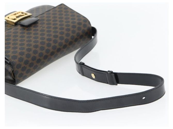 Céline CELINE Borsa Macadam Canvas Horse Carriage in PVC e pelle nera e oro Auth 182778V Nero D'oro - vista 7