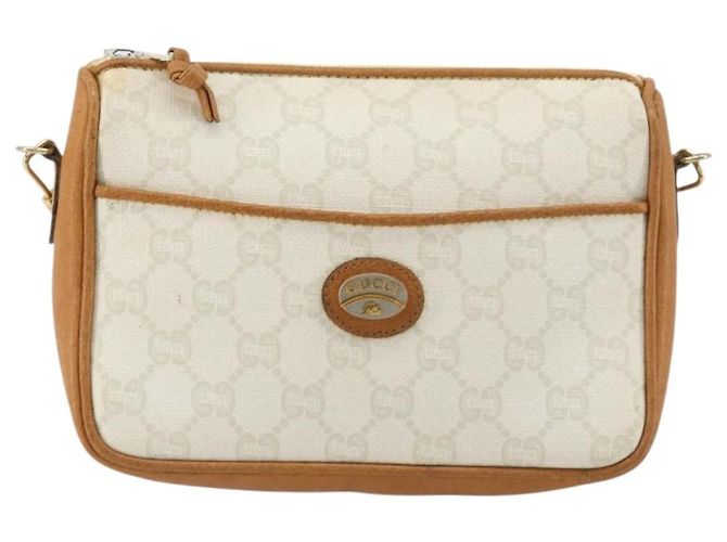 Borsa a Spalla GUCCI GG Plus Supreme PVC Bianco Oro Autentica 182471 D'oro - vista 13