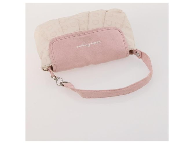 Borsa Salvatore Ferragamo in Nylon e Pelle 2 Set Bianco Rosa Auth BA13059 - vista 13
