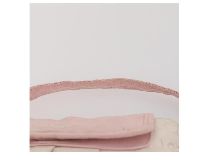 Borsa Salvatore Ferragamo in Nylon e Pelle 2 Set Bianco Rosa Auth BA13059 - vista 14