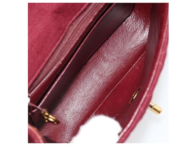 CHANEL Matelasse Chain Shoulder Bag Cotton Bordeaux Gold CC Auth 171294 D'oro Bordò - vista 10