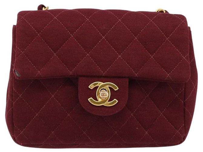 CHANEL Matelasse Chain Shoulder Bag Cotton Bordeaux Gold CC Auth 171294 D'oro Bordò - vista 13