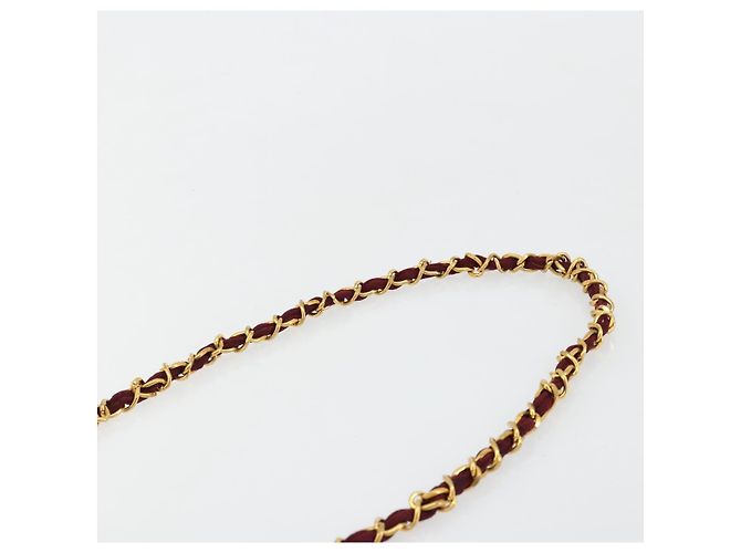 CHANEL Matelasse Chain Shoulder Bag Cotton Bordeaux Gold CC Auth 171294 D'oro Bordò - vista 14