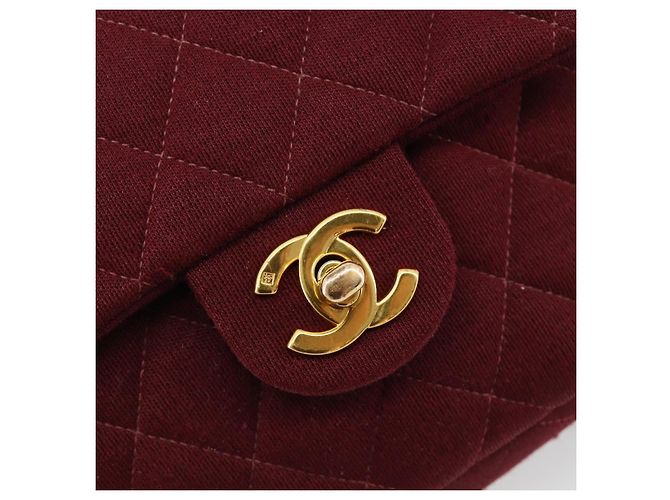 CHANEL Matelasse Chain Shoulder Bag Cotton Bordeaux Gold CC Auth 171294 D'oro Bordò - vista 18