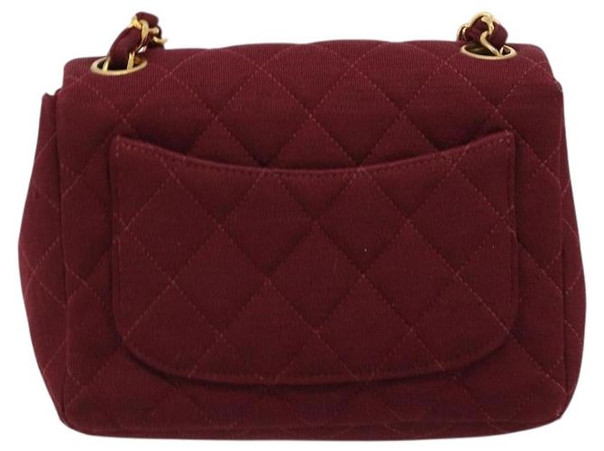 CHANEL Matelasse Chain Shoulder Bag Cotton Bordeaux Gold CC Auth 171294 D'oro Bordò - vista 2