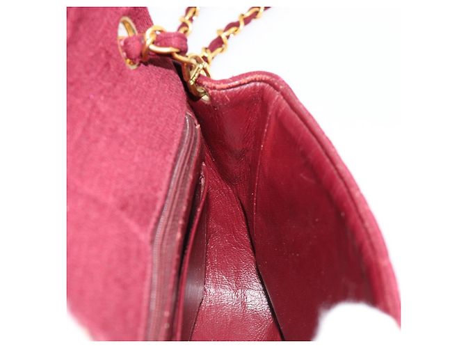 CHANEL Matelasse Chain Shoulder Bag Cotton Bordeaux Gold CC Auth 171294 D'oro Bordò - vista 21