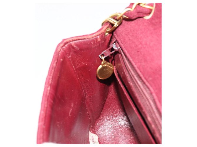 CHANEL Matelasse Chain Shoulder Bag Cotton Bordeaux Gold CC Auth 171294 D'oro Bordò - vista 22