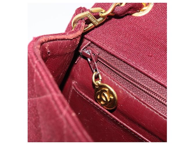 CHANEL Matelasse Chain Shoulder Bag Cotton Bordeaux Gold CC Auth 171294 D'oro Bordò - vista 23
