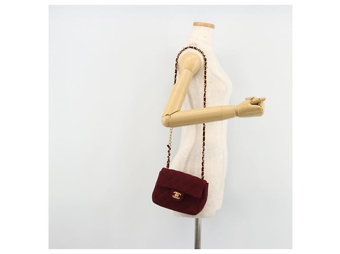 CHANEL Matelasse Chain Shoulder Bag Cotton Bordeaux Gold CC Auth 171294 D'oro Bordò - vista 26