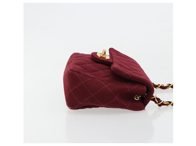 CHANEL Matelasse Chain Shoulder Bag Cotton Bordeaux Gold CC Auth 171294 D'oro Bordò - vista 3