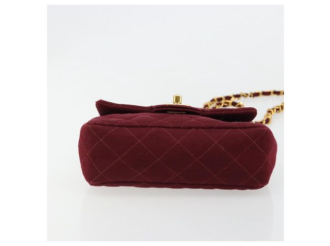 CHANEL Matelasse Chain Shoulder Bag Cotton Bordeaux Gold CC Auth 171294 D'oro Bordò - vista 5