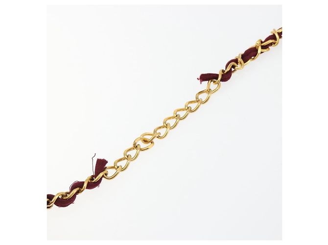 CHANEL Matelasse Chain Shoulder Bag Cotton Bordeaux Gold CC Auth 171294 D'oro Bordò - vista 8