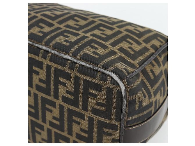 FENDI Zucca Canvas Vanity Hand Bag Black Brown Auth 181720 Marrone Nero - vista 15