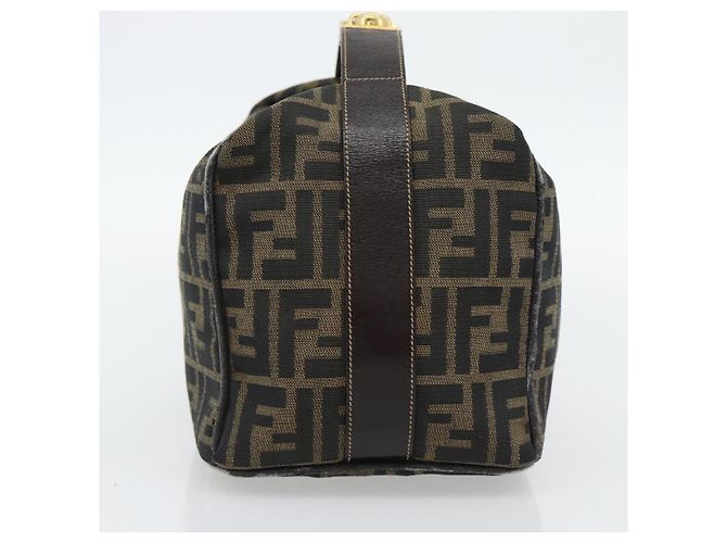 FENDI Zucca Canvas Vanity Hand Bag Black Brown Auth 181720 Marrone Nero - vista 3