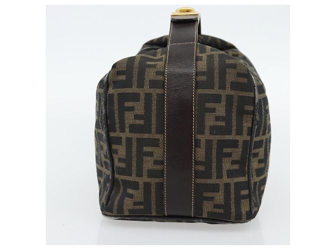 FENDI Zucca Canvas Vanity Hand Bag Black Brown Auth 181720 Marrone Nero - vista 4