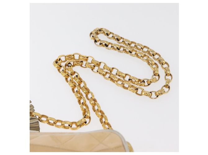 CHANEL Matelasse Chain Shoulder Bag Pelle Vernice Avorio Oro CC Auth BA13017 D'oro Crudo - vista 14