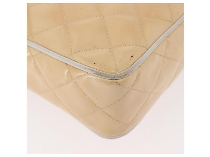 CHANEL Matelasse Chain Shoulder Bag Pelle Vernice Avorio Oro CC Auth BA13017 D'oro Crudo - vista 16