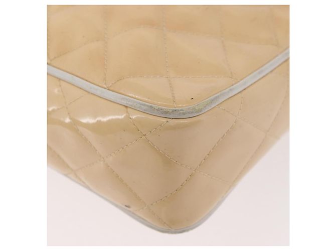 CHANEL Matelasse Chain Shoulder Bag Pelle Vernice Avorio Oro CC Auth BA13017 D'oro Crudo - vista 17