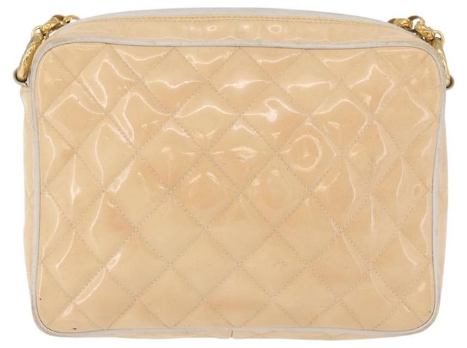 CHANEL Matelasse Chain Shoulder Bag Pelle Vernice Avorio Oro CC Auth BA13017 D'oro Crudo - vista 2