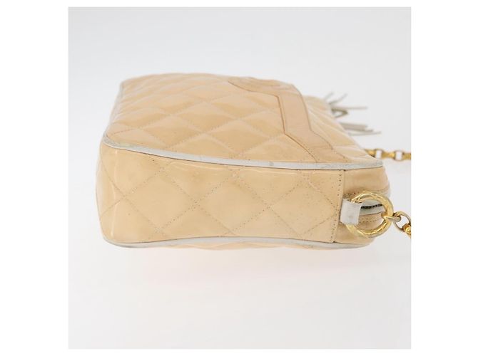 CHANEL Matelasse Chain Shoulder Bag Pelle Vernice Avorio Oro CC Auth BA13017 D'oro Crudo - vista 3