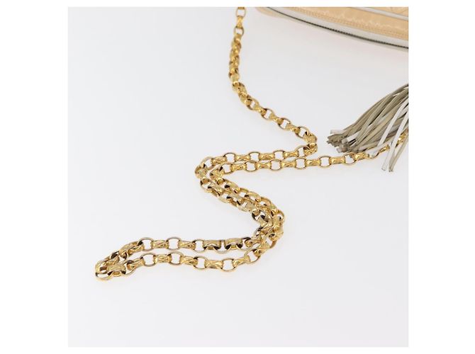 CHANEL Matelasse Chain Shoulder Bag Pelle Vernice Avorio Oro CC Auth BA13017 D'oro Crudo - vista 7