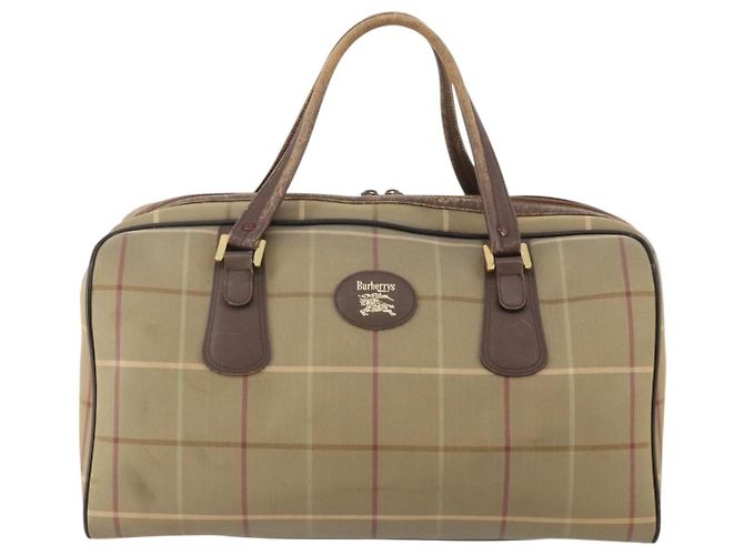 Borsa Boston Burberrys Nova Check in tela beige e oro Auth 180086 D'oro - vista 13