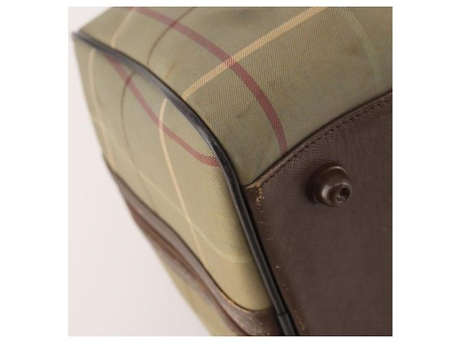 Borsa Boston Burberrys Nova Check in tela beige e oro Auth 180086 D'oro - vista 14