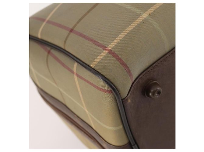 Borsa Boston Burberrys Nova Check in tela beige e oro Auth 180086 D'oro - vista 16