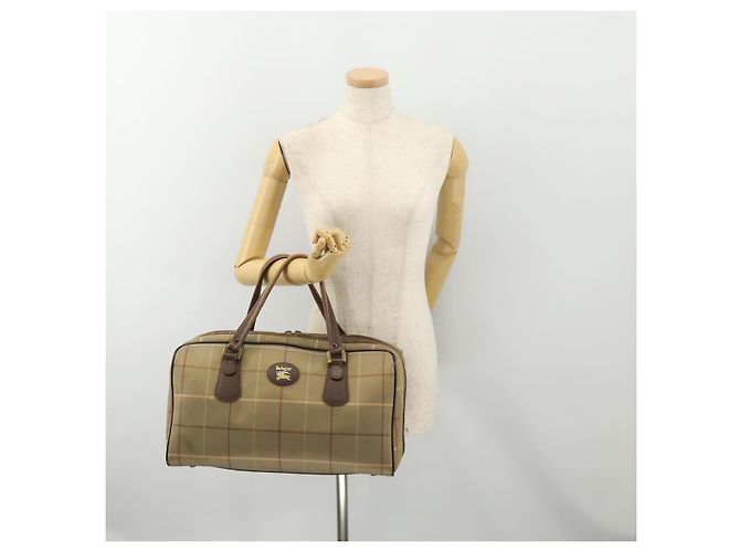 Borsa Boston Burberrys Nova Check in tela beige e oro Auth 180086 D'oro - vista 21