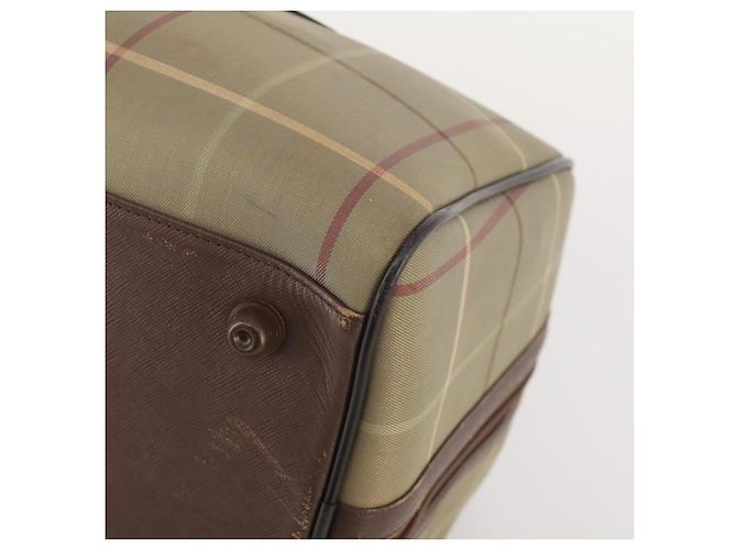 Borsa Boston Burberrys Nova Check in tela beige e oro Auth 180086 D'oro - vista 9