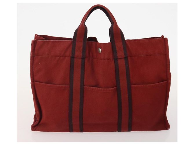 Hermès BORSA HERMES Her Line in tela 4 Set Rosso Nero Auth BA13063 - vista 14