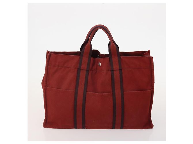 Hermès BORSA HERMES Her Line in tela 4 Set Rosso Nero Auth BA13063 - vista 15