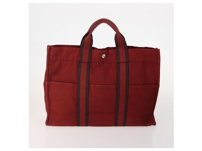 Hermès BORSA HERMES Her Line in tela 4 Set Rosso Nero Auth BA13063 - vista 2