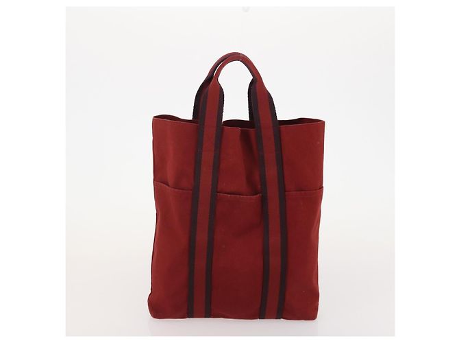 Hermès BORSA HERMES Her Line in tela 4 Set Rosso Nero Auth BA13063 - vista 20