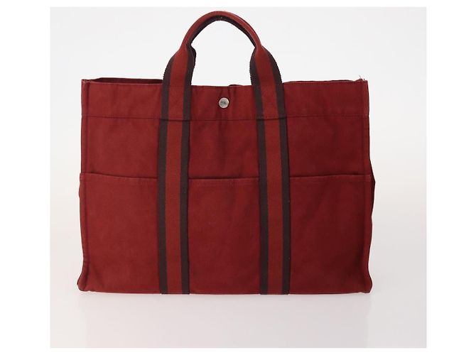 Hermès BORSA HERMES Her Line in tela 4 Set Rosso Nero Auth BA13063 - vista 3